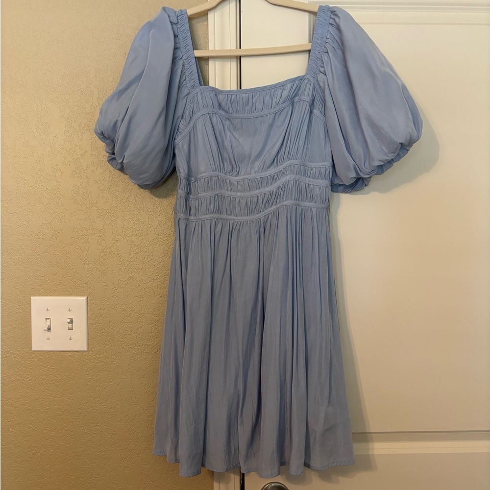 Entro Sky Blue Gathered Dress